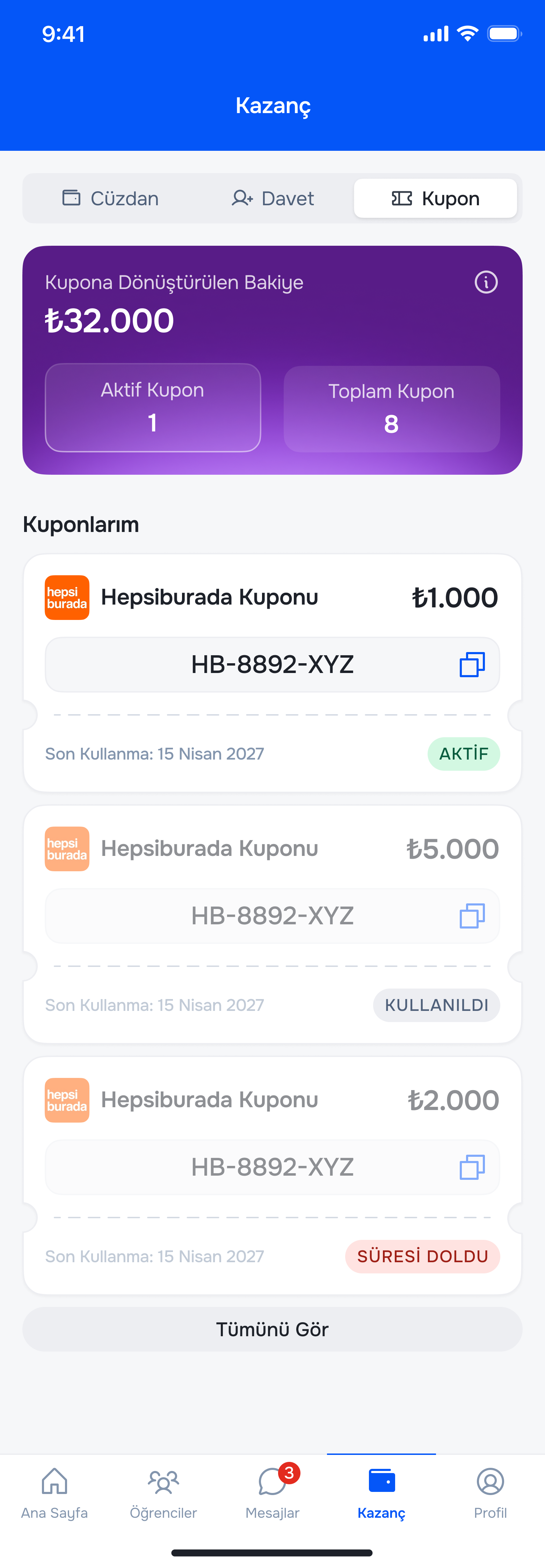 Kupon kazançları